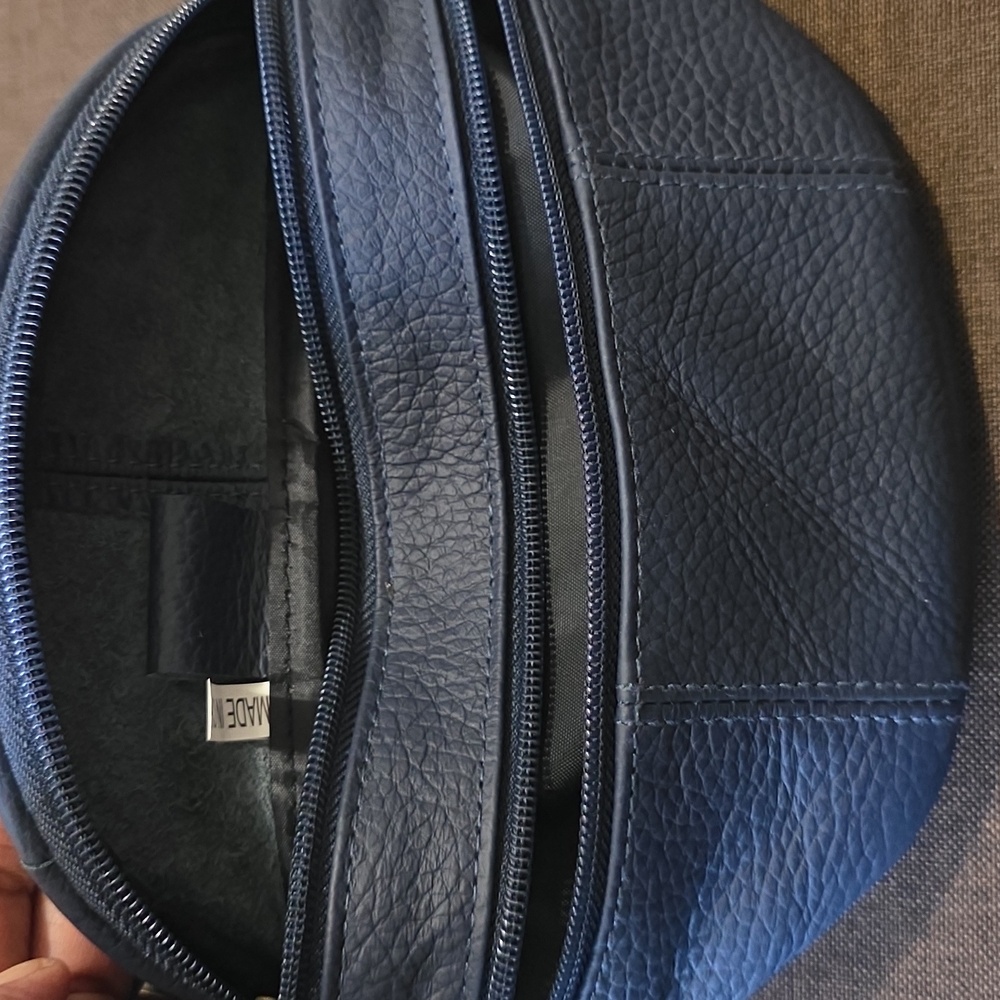 Blue Leather woman's Waist Bag - Picture 3 of 5